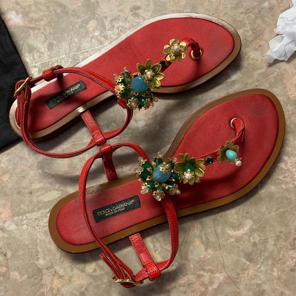 Crystal Embellished Sandals-Dolce & Gabbana - Picture 1 of 6